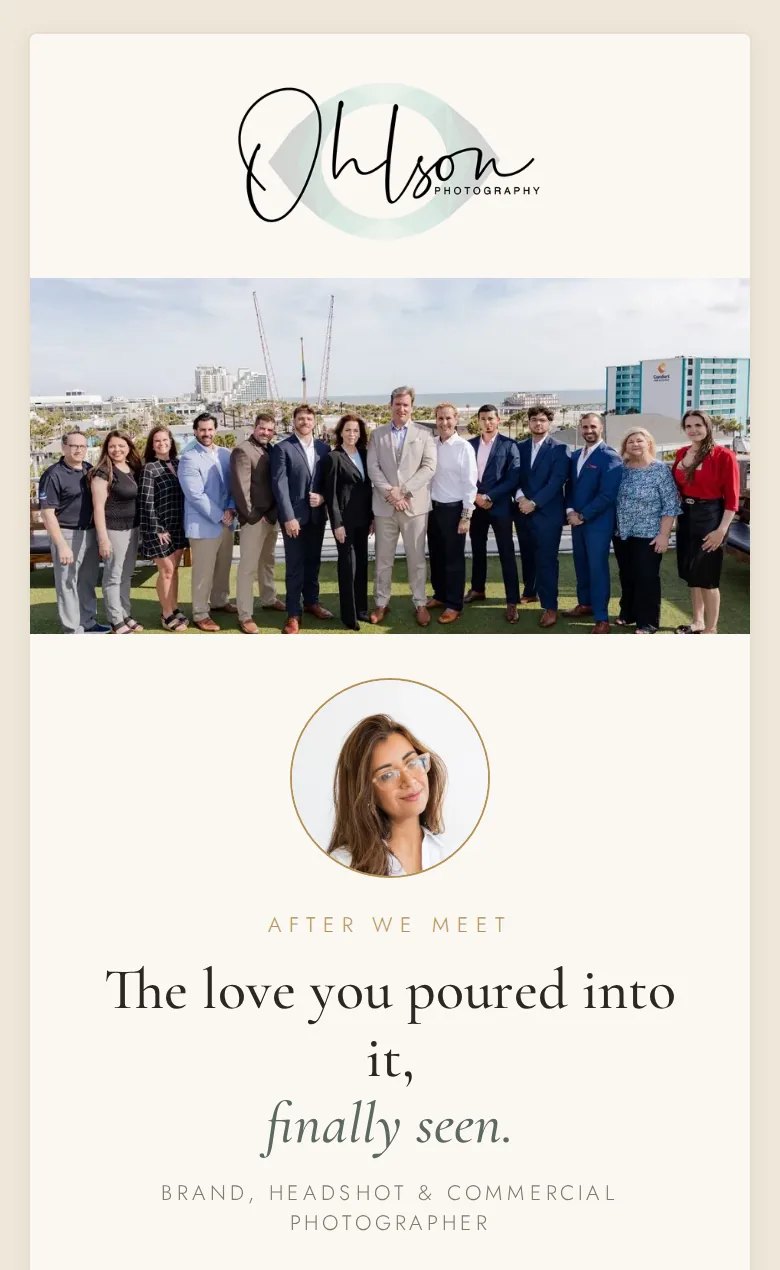 Paola Ohlson pocket page: The love you poured into it, finally seen. Brand, headshot and commercial photographer